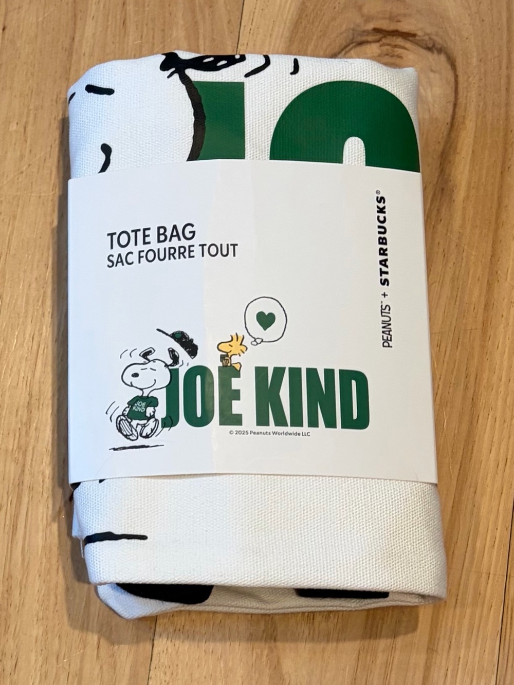 NWT Peanuts + Starbucks Snoopy Joe Kind Canvas Tote Bag - Picture 2 of 3
